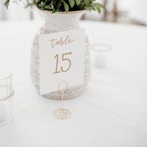 Set of 18 table number signs with gold stands